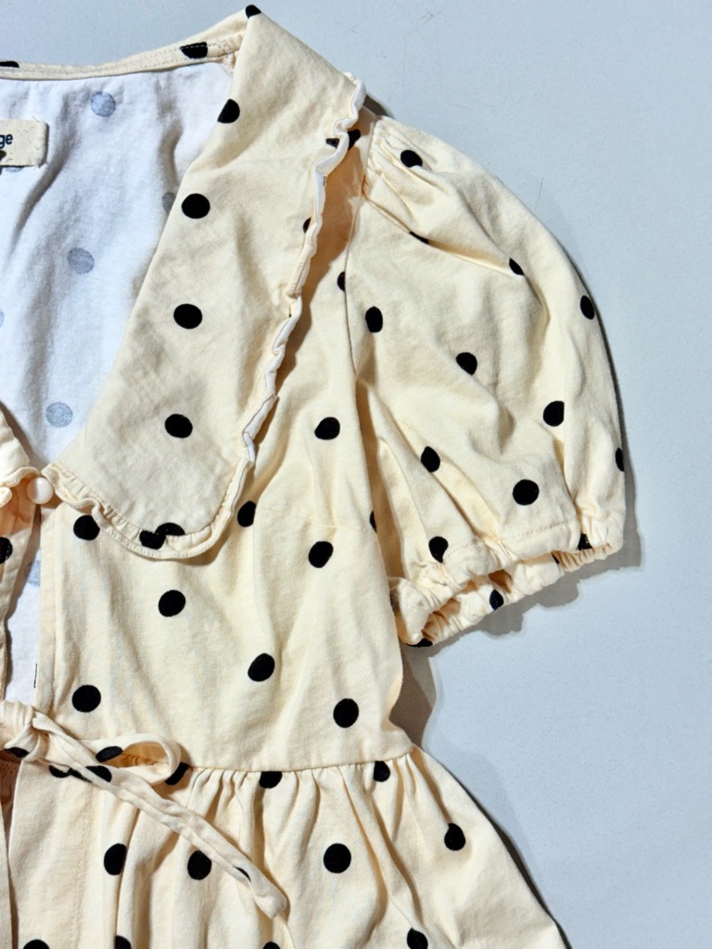 Anthropologie Porridge Polka Dot Gwen Puff Sleeve Peplum Top Dainty Babydoll XS - Picture 7 of 9